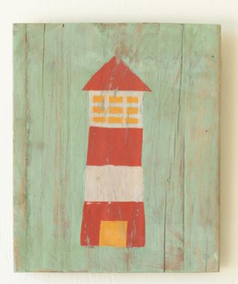 Painted Wood Coastal Wall Art - Green