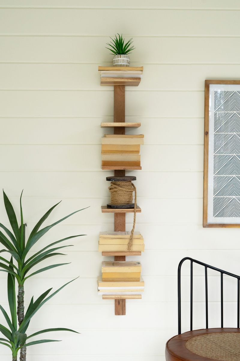 Acacia Wood Six Tiered Vertical Shelf