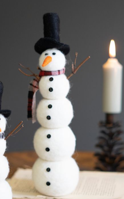 Felt Snowmen w/Hat - Lg Felt Snowmen w/Hat - Lg