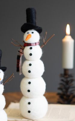 Felt Snowmen w/Hat - Lg