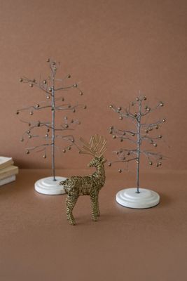 Set of 3 Christmas Trees &amp; Reindeer w/Marble Bases