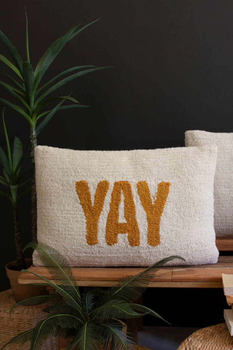 Yay Hand-Hooked Pillow
