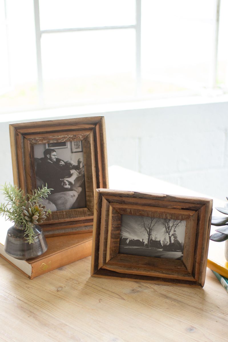 Recycled Natural Wood Photo Frame -Lg