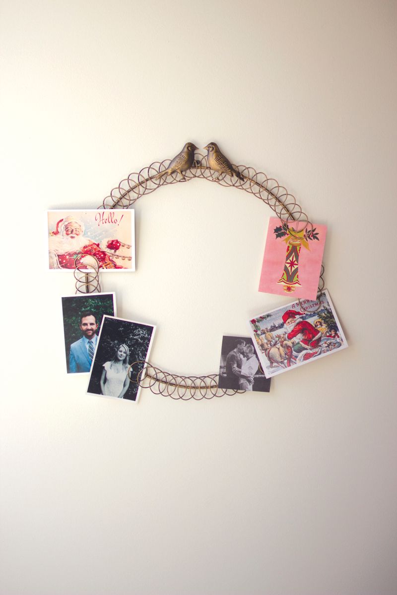 Metal Christmas Card Wreath w/Two Birds Metal Christmas Card Wreath w/Two Birds