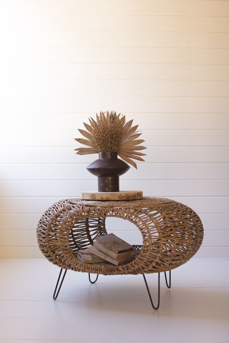 Woven Oval Coffee Table w/Open Storage