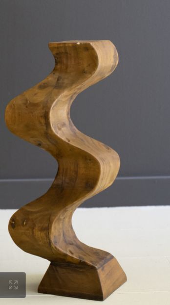 Hand-Carved Wooden Wavy Pedestal - Sm