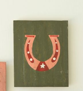 Hand Painted Recycled Wood Western Wall Art - Green