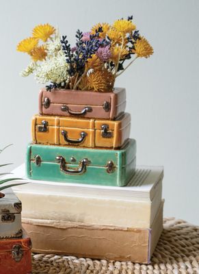 Ceramic Suitcases Planter -Lg