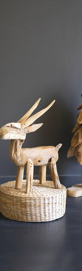 Rustic Teak Reindeer - Sm