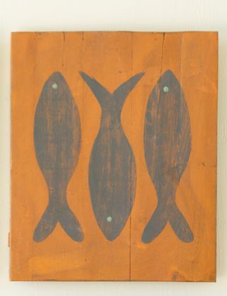 Painted Wood Coastal Wall Art - Orange