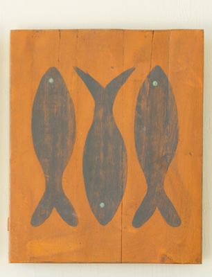 Painted Wood Coastal Wall Art - Orange