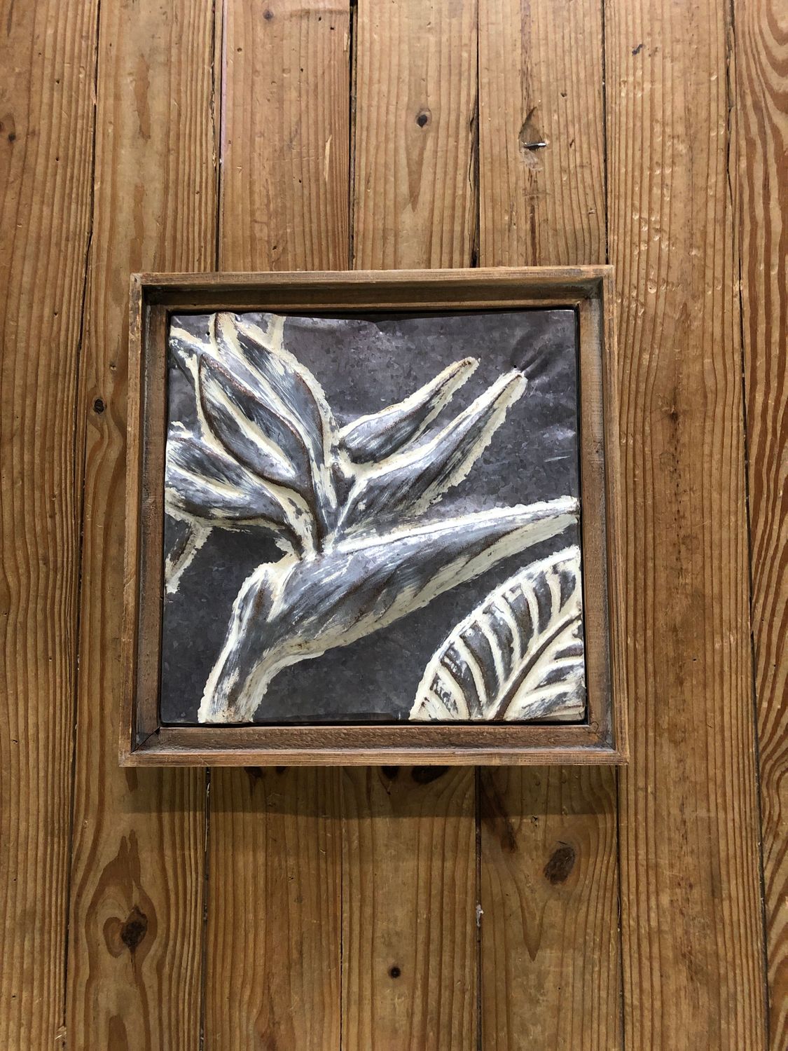 Framed Tropical Pressed Metal Tile I Framed Tropical Pressed Metal Tile I