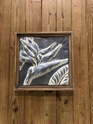Framed Tropical Pressed Metal Tile I