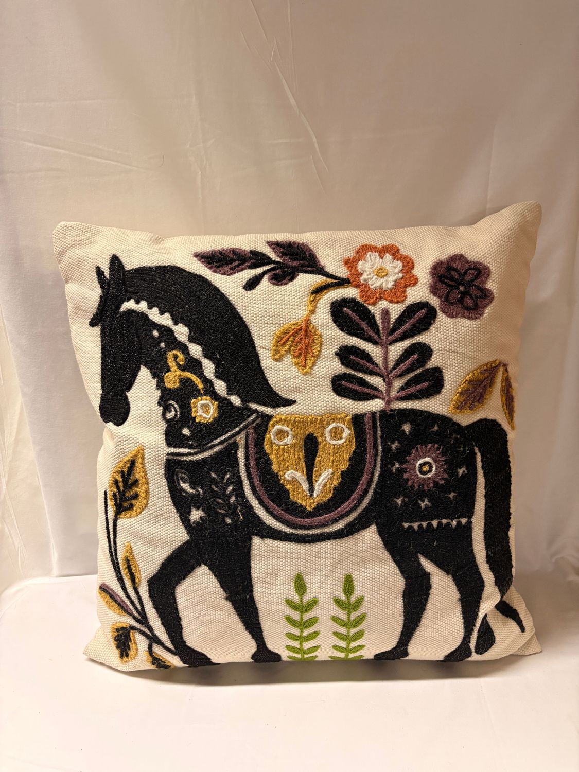 Embroidered Horse Pillow
