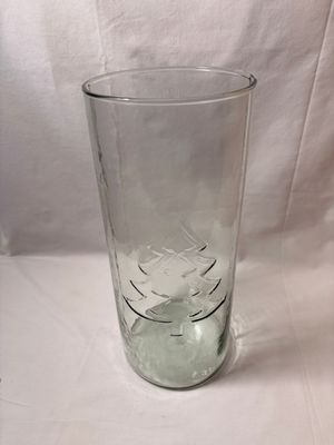 Clear Glass Cylinder w/Embossed Christmas Tree