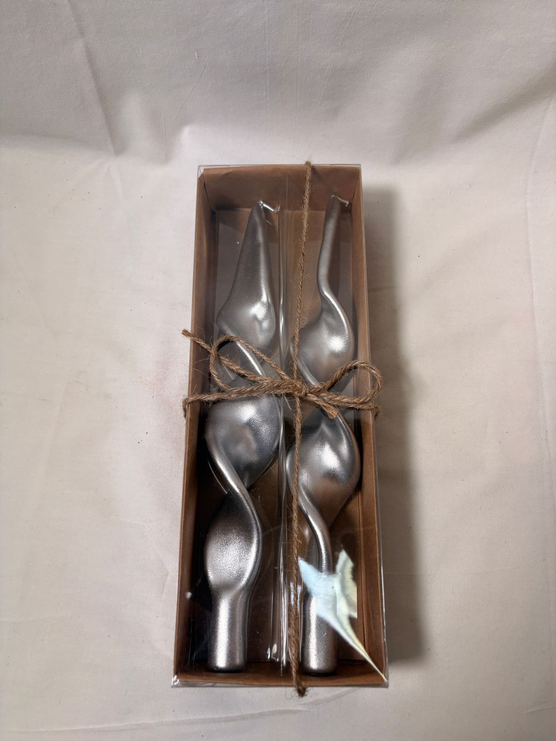 S/2 Ribbon Candles - Silver S/2 Ribbon Candles - Silver
