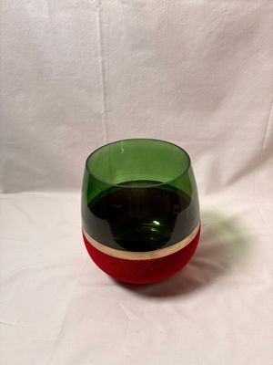 Glass Vase Red/Green 6.5"