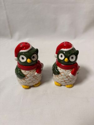 Ceramic Christmas Owl Salt &amp; Pepper Shakers
