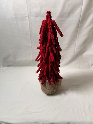 Flock Tree in Burlap Bag 15" Red