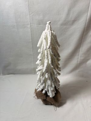 Flock Tree in Burlap Bag 15" White