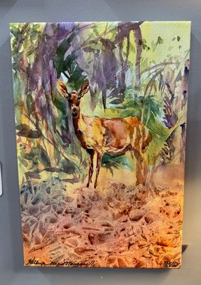 Kathy Morganelli - "Deer in the Forest" - 9.25 x 13.75"T