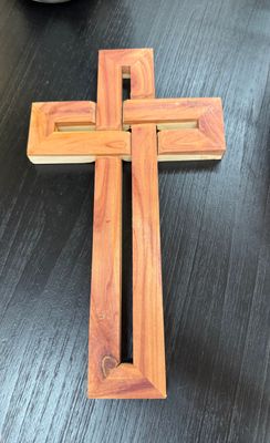 Hand-Carved Wooden Cross - 8" x 14"