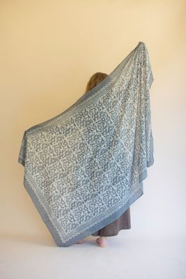Mud-Block-Printed-Scarf - Blue/Gray Mud-Block-Printed-Scarf - Blue/Gray