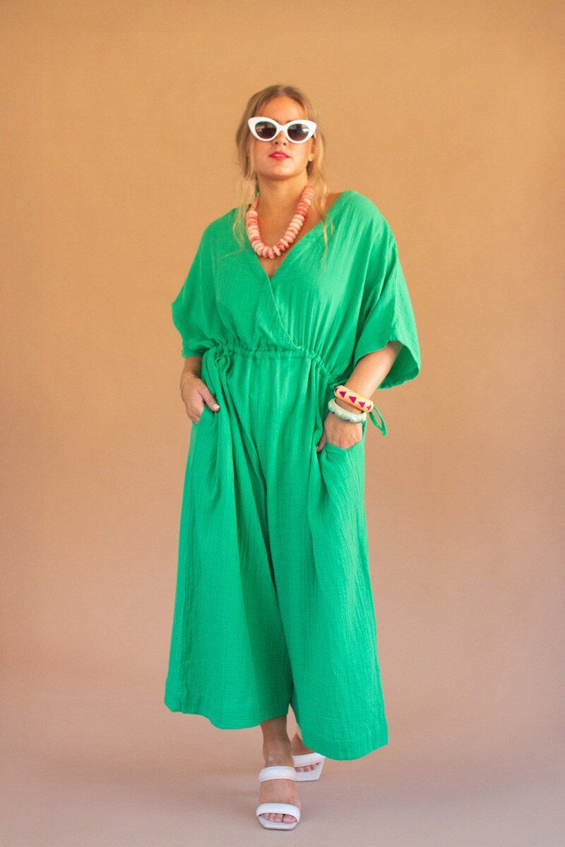 Drawstring Waist Jumper - Green Drawstring Waist Jumper - Green