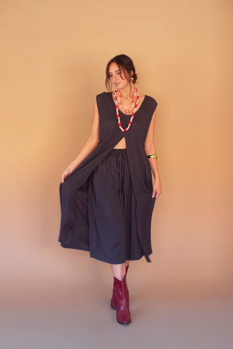Sleeveless Split - Front Tunic - Midnight Sleeveless Split - Front Tunic - Midnight