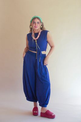 Convertible Wrap Blouse - Blueberry