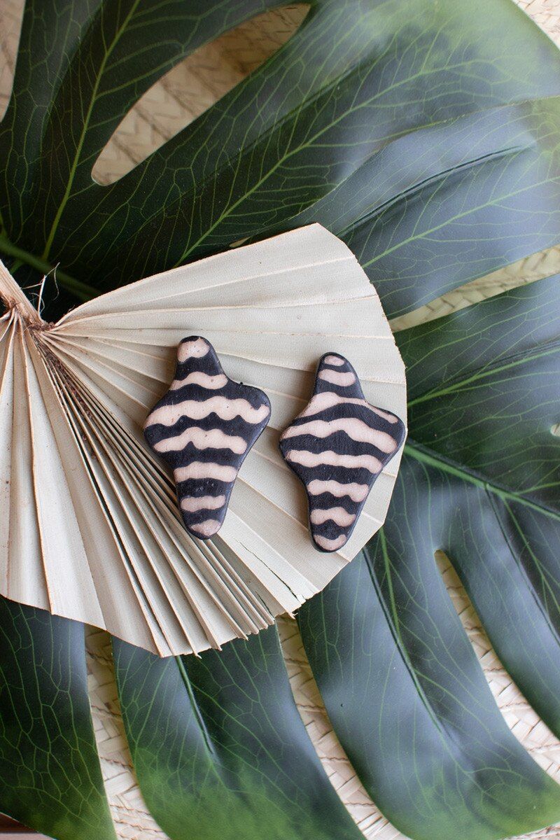 Organic Clay Lenca Earrings - Ivory Organic Clay Lenca Earrings - Ivory