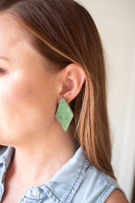 Organic Clay Lenca Earrings - Green