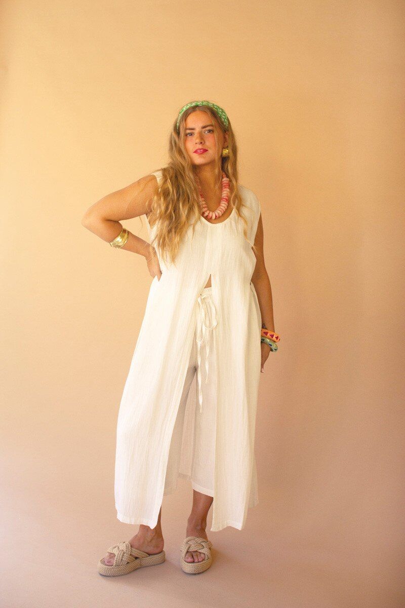 Sleeveless Split-Front Tunic - Cotton Sleeveless Split-Front Tunic - Cotton