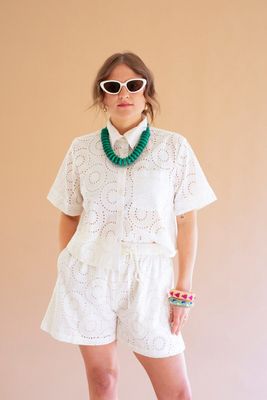 Set 2 Eyelet Shirt &amp; Short - Cotton