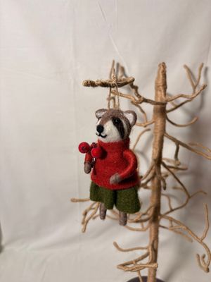 Felt Raccoon w/Berries Ornament Felt Raccoon w/Berries Ornament