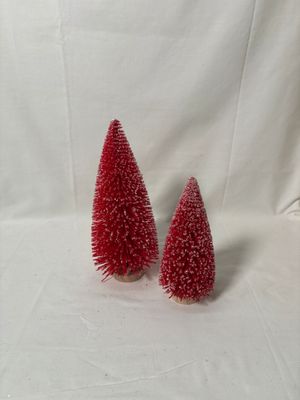 S/2 Bristle Brush Snow Wood Trees Red