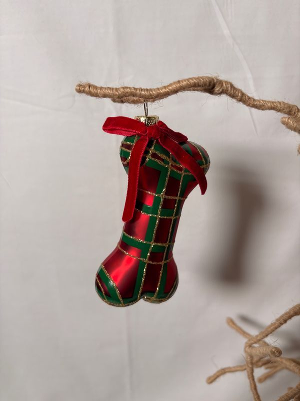 Plaid Dog Bone Ornament Plaid Dog Bone Ornament