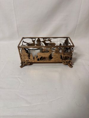 Metal Gold Forest Votive Holder