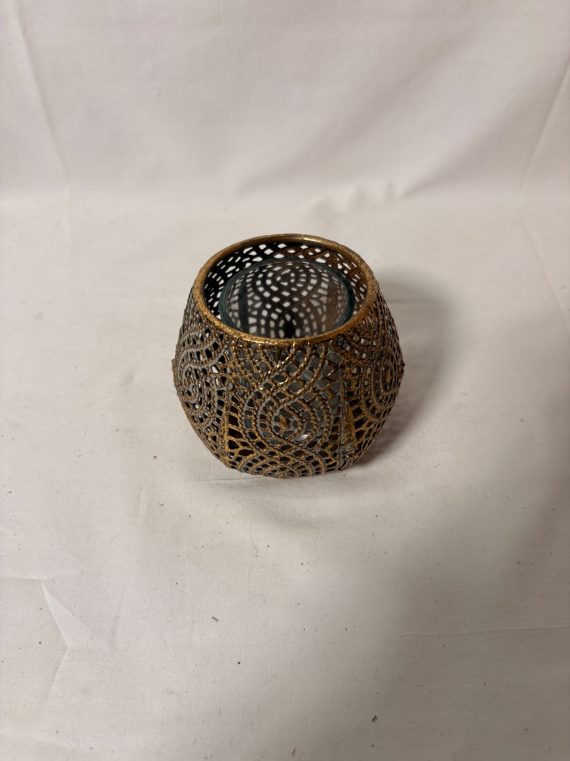 Gold Metal Votive Sm - Swirls Gold Metal Votive Sm - Swirls