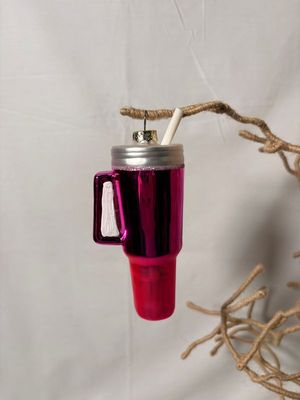 Glass Tumbler Ornament - Pink