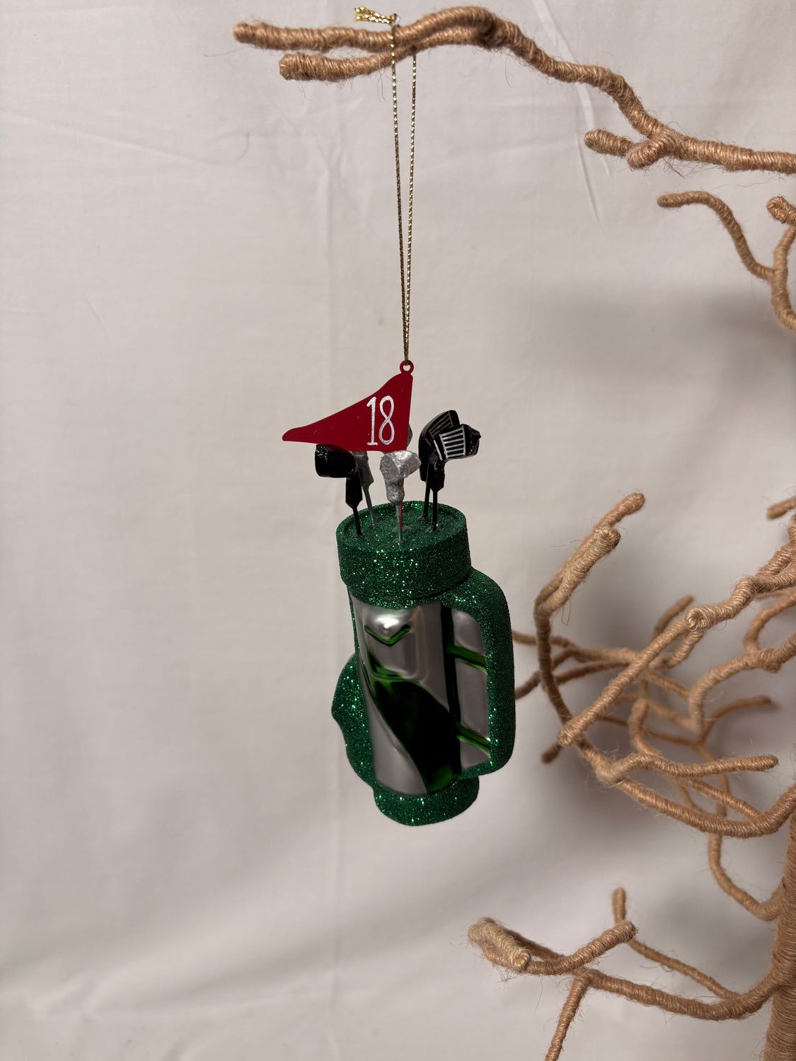 Golf Bag Ornament - Green Glitter Golf Bag Ornament - Green Glitter