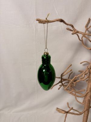 Glass Light Bulb Ornament - Green