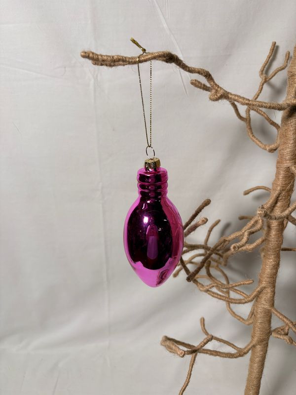 Glass Light Bulb Ornament - Pink Glass Light Bulb Ornament - Pink