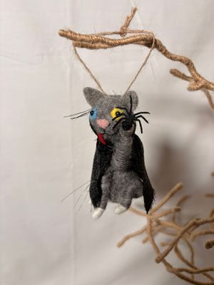Felt Gray Cat Vampire Ornament Felt Gray Cat Vampire Ornament