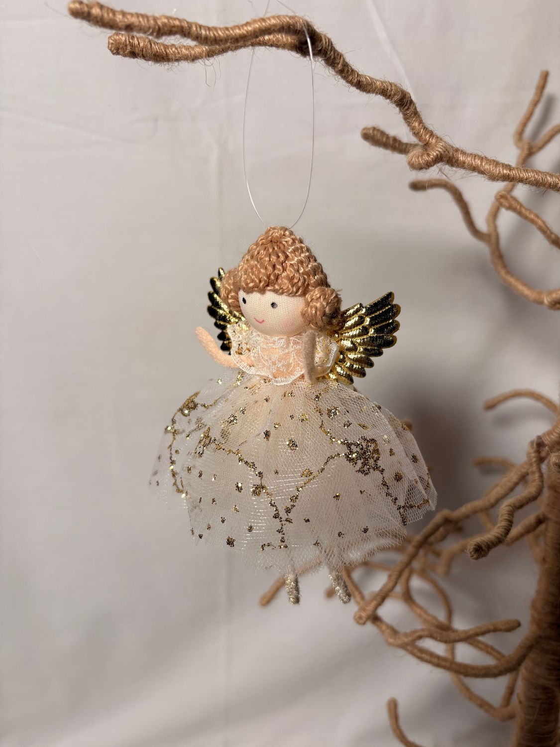Angel w/Gold Glitter Tull Skirt Ornament Angel w/Gold Glitter Tull Skirt Ornament