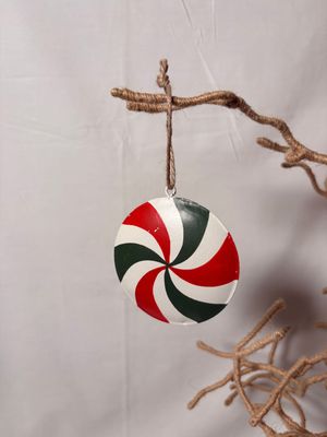 Metal Peppermint Red/Green Ornament