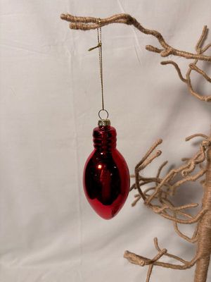 Glass Light Bulb Ornament - Red