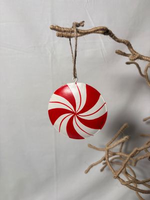 Metal Peppermint Red/White Ornament