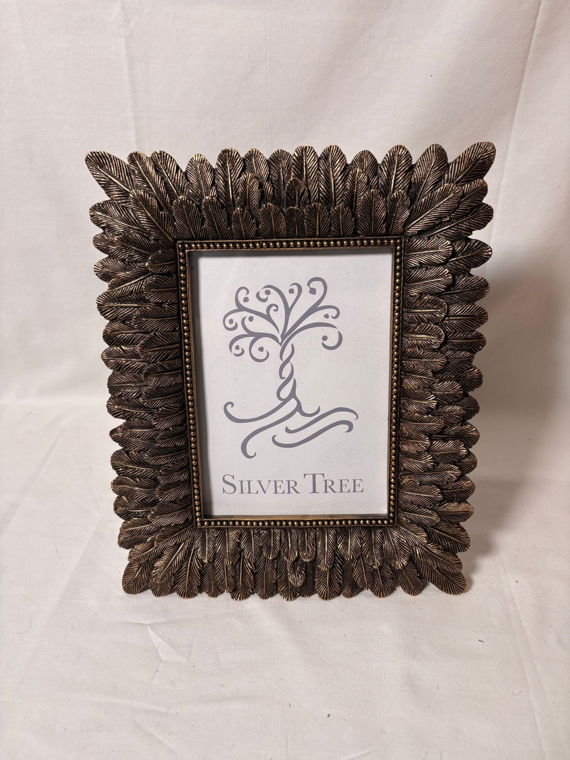 Antq Gold Resin Feather Frame 5x7