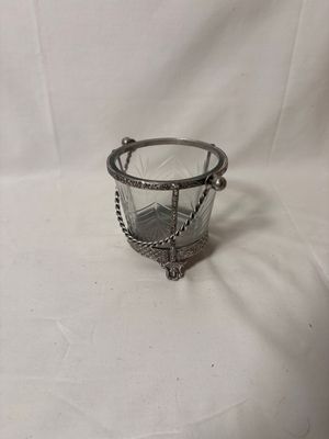 Cut Glass Jar w/Handle Sm Cut Glass Jar w/Handle Sm